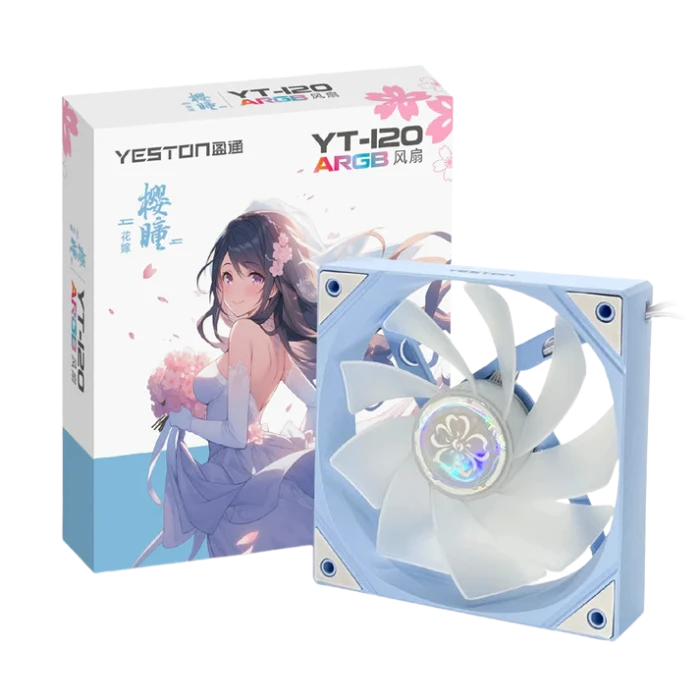 ქეისის ქულერების ნაკრები (6ცალი) Yeston SAKURA ARGB 120mm Cooler Fan Quiet Edition High Airflow Color LED 4pin PWM Silent Fan (Forward)