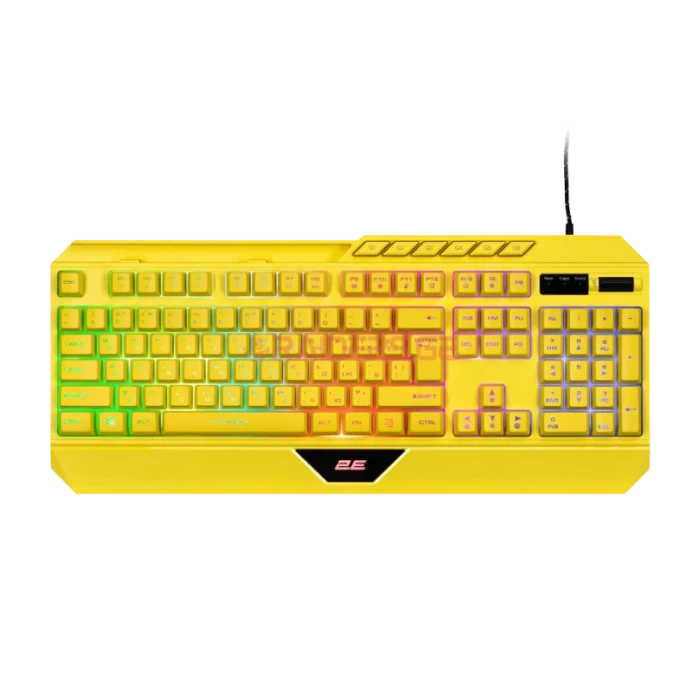 კლავიატურა 2E GAMING Membrane keyboard KG315 110key, USB-A, EN/UA, RGB, yellow, 2E-KG315UYW