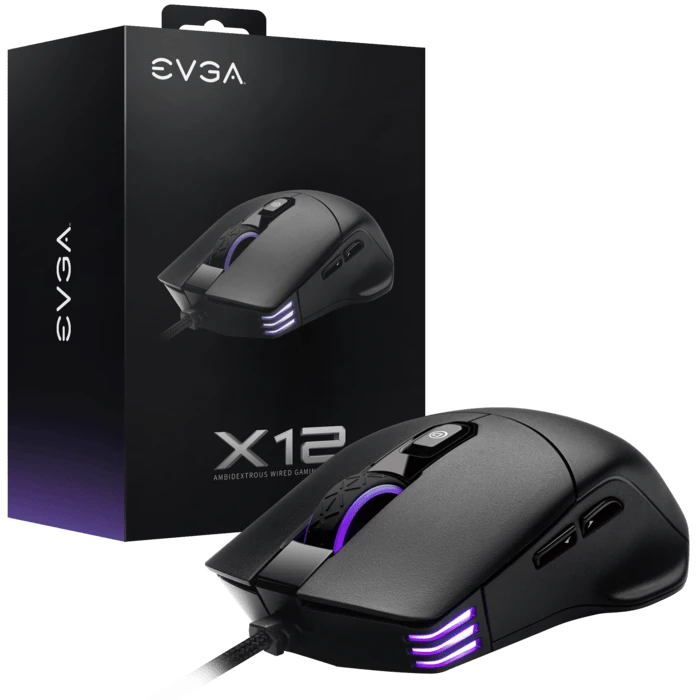 გეიმინგ მაუსი EVGA X12 8k, Wired, Black, Dual Sensor, 16,000 DPI, 8 Buttons, Light Weight, RGB
