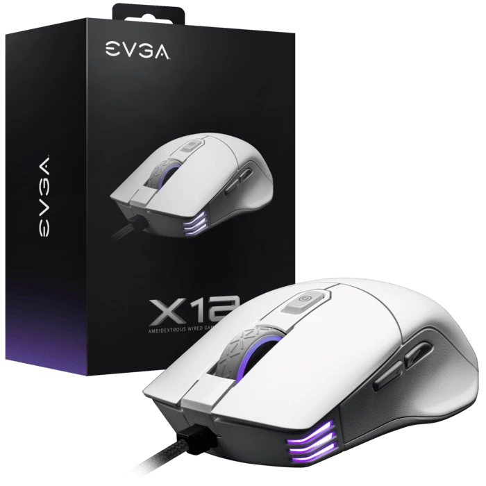 გეიმინგ მაუსი EVGA X12 8k, Wired, White, Dual Sensor, 16,000 DPI, 8 Buttons, Light Weight, RGB